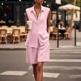 thumbnail image 6 of Mifsaly Summer Short Sets for Women Sleeveless Button Up Shirts and Loose Shorts with Pockets Lightweight Textured Casual Travel Vacation Matching Lounge Outfits Pink,XXXL, 6 of 7