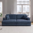 thumbnail image 4 of Harper & Bright Designs Oversized Loveseat Sofa Chaise Lounge Extra Deep Seat Corduroy Sleeper Sofa for 2 People with USB Ports & Cup Holders for Living Room, Blue, 4 of 14
