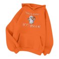 thumbnail image 3 of KHONTS Halloween Hoodies for Women Graphics Sweatshirt Fashion Casual Cute Long Sleeve Pullover Tops Fall Winter Oversized Loose Fit Hooded Top with Pocket Orange S, 3 of 3