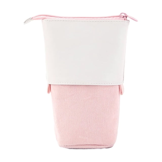 Estuche de lápices retráctil, estuche de papelería, estuche estirable vertical de pana de PU, deformación