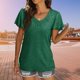 thumbnail image 3 of Camisetas De Mujer Blusa femenina plisada elegante de la camiseta de las señoras del verano para el deporte al aire libre (verde M) Ygjytge para Mujer Verde T L, 3 of 6
