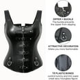 thumbnail image 4 of QRIC Women Sexy Steampunk Zipper Faux Leather Corset Bustier Top Overbust Shapewear Black 6XL, 4 of 9