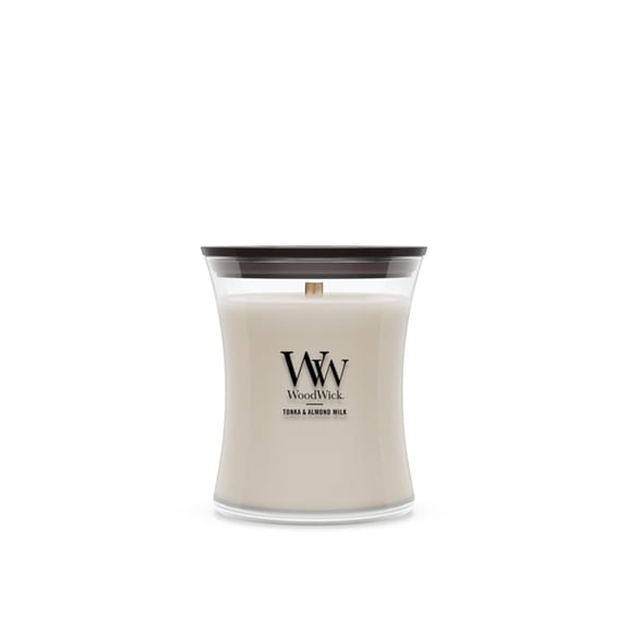 WoodWick Tonka & Almond Scented Medium Hourglass Candle, Crackles as it Burns, Perfect for Gifting, 9.7oz