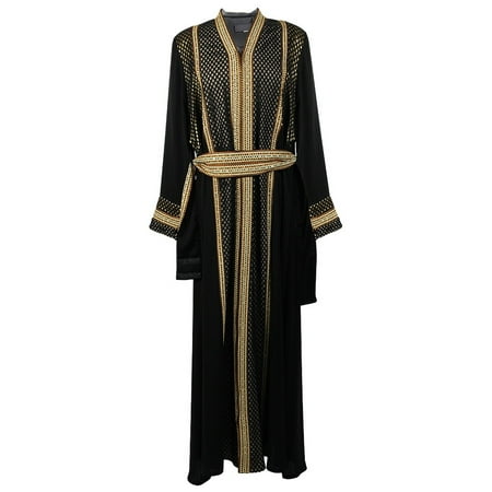 Hijaz Women's Two layer Garment and Matching Ornate Belt Black and Gold...