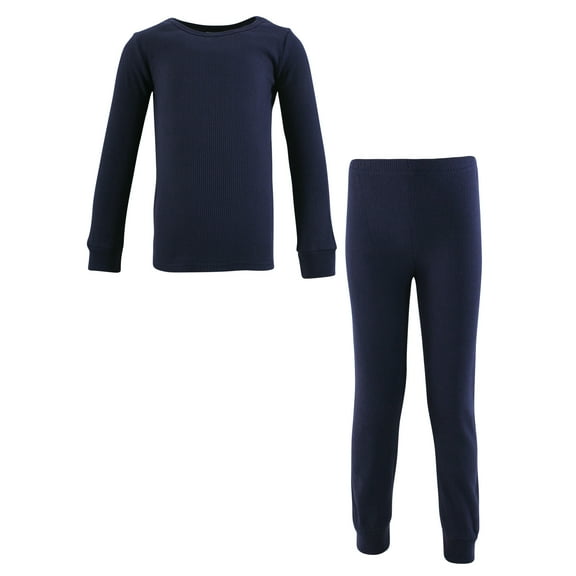 Hudson Baby Thermal Long Underwear 2pc Set, Navy, 6-12 Months