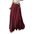 thumbnail image 6 of RYDCOT Maxi Long Skirts for Women, Ankle Length High Waisted Pleated Flowy A Line Summer Casual Skirts Wine, 6 of 7