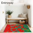 thumbnail image 3 of ODIKA 3'x5' Machine Washable Non-Slip Area Rug, Wild Meadow Poppy Blossom Decorative Floral Art Design High Traffic Rug with Pad, Red, 637839, 3 of 8