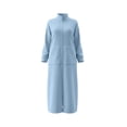thumbnail image 5 of BRGZLK Womens Zipper Robe Trendy Stand Collar Long Sleeves Soft Bathrobe Full Length Housecoat Solid Color Soft Stretch Bath Robe with Pockets for Morning Night Wear Light Blue M, 5 of 5