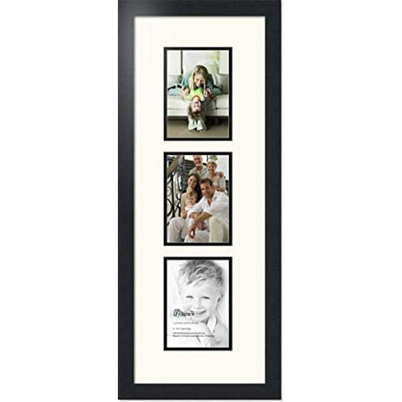 collage photo frame double mat with 3 - 5x7 openings and black frame