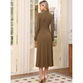 thumbnail image 3 of DARING DIVA Sweater Turtleneck Long Sleeve Ribbed Knit Maxi Dress XL Dark Brown, 3 of 6