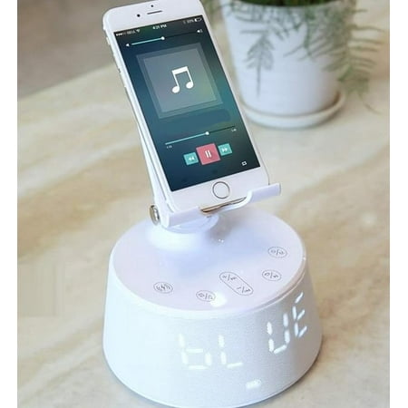 Emerson Radio Docking Station with Wireless Charging, Bluetooth Speaker, Hands-Free Calling and Adjustable Arm, ER-X300