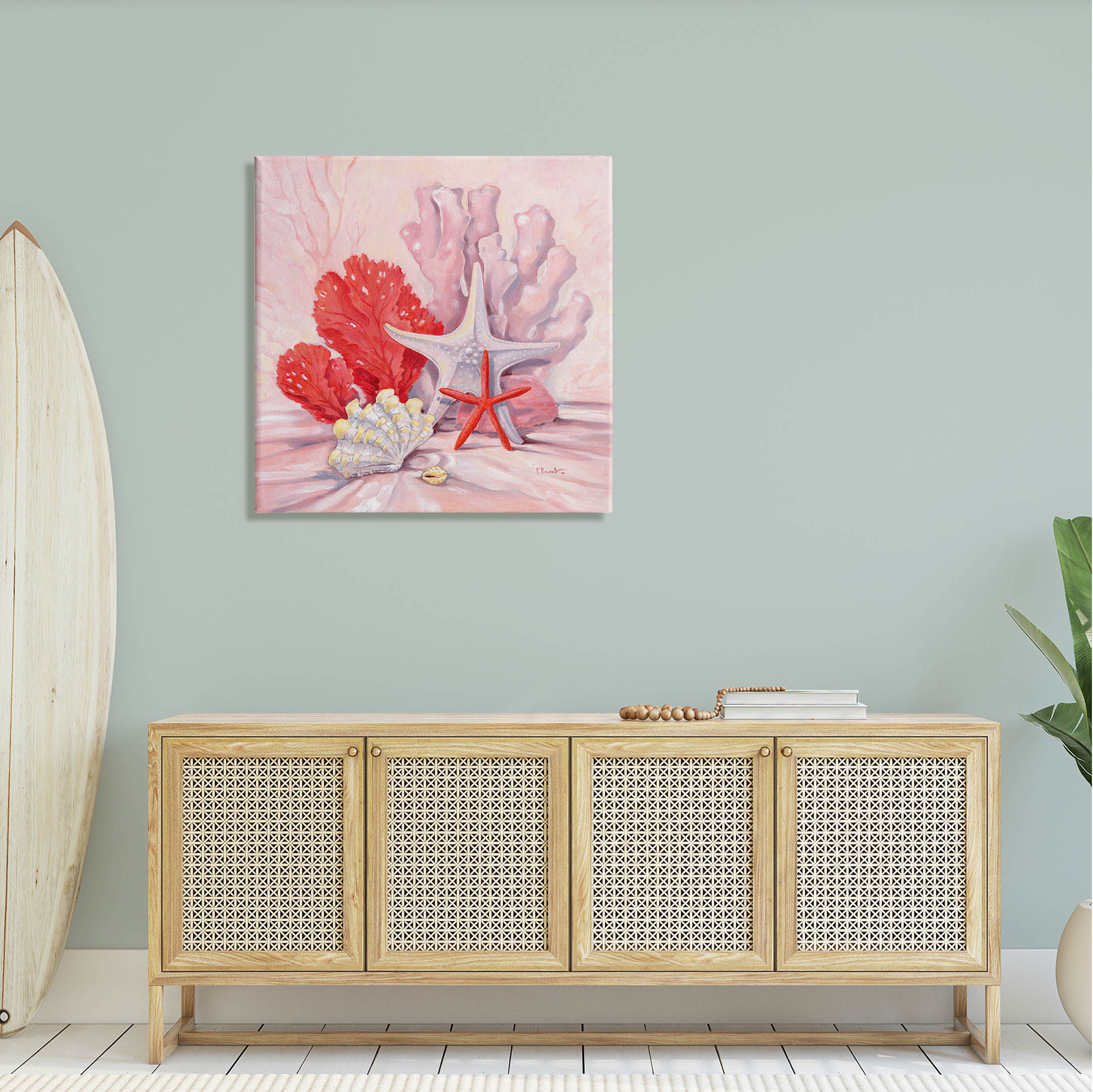 Stupell Industries Pink Shells Coral Still Life Painting Gallery Wrapped Canvas Print Wall Art, Design by Paul Brent