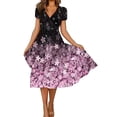 thumbnail image 1 of Ketyyh-chn99 Robes d'Invitée de Mariage pour Femmes Grande Taille Robe Évasée à Fleurs Robe de Plage Robe Décontractée d'Automne Ample Mini Robe Rose,P, 1 of 5