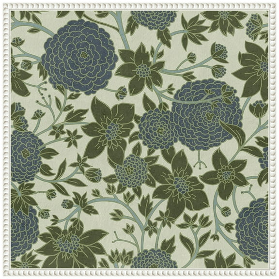 Amanti Art Puff Ball Vines Blue Green Framed Canvas Wall Art Print