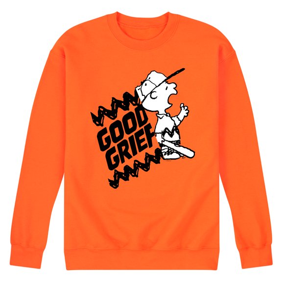 Peanuts - Good Grief Split Yellow Only - Men's Crew Neck Fleece Pullover
