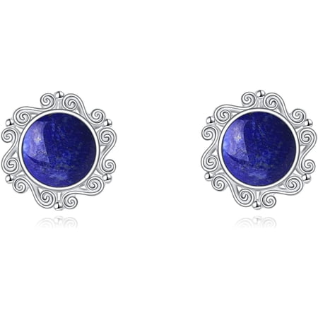 Lapis Lazuli Stud Earrings Jewelry Sterling Silver Blue Lapis Stud Earrings Boho Birthday Christmas Gifts for Women