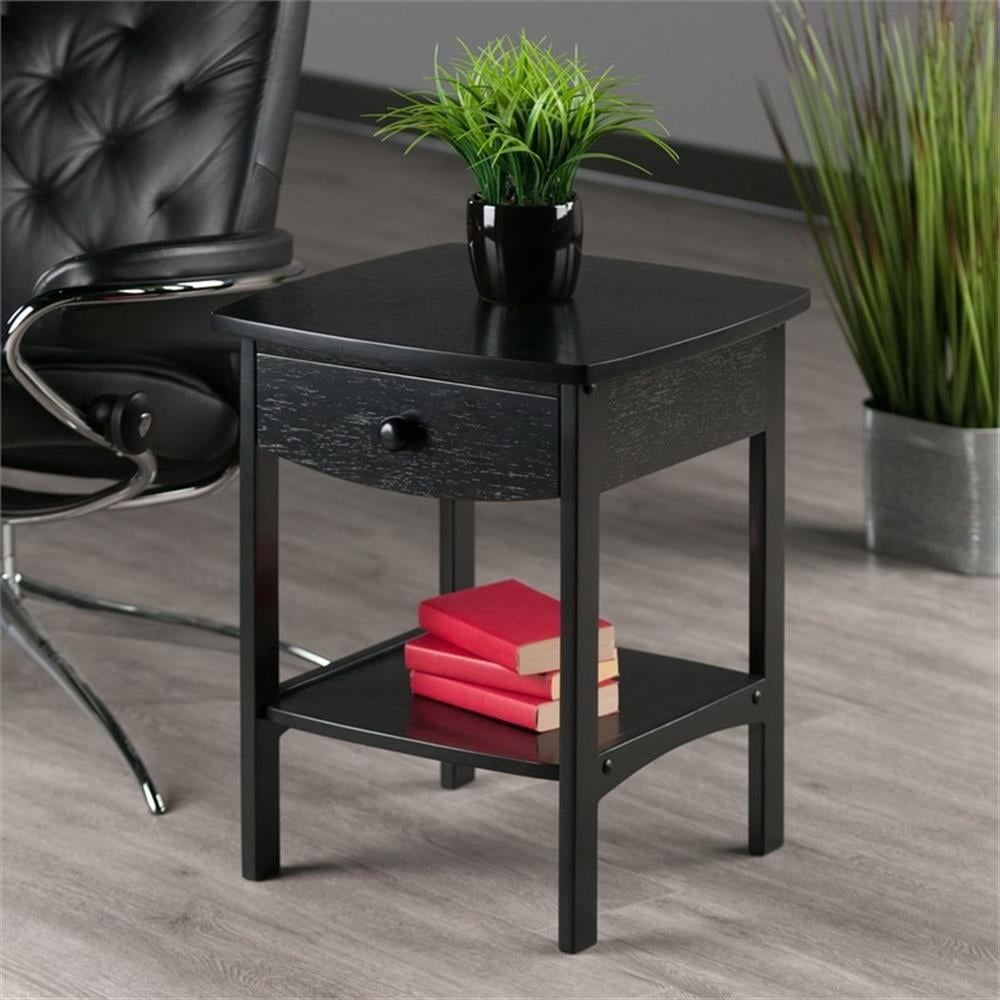 Winsome Claire Curved Nightstand, Accent Table, Black Finish
