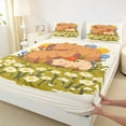 thumbnail image 3 of Homewish Kawaii Cartoon Capibara Bed Sheets for Kids, Rustic Groovy Floral King Sheets, Cute Animal Sheet Set, Ultra Soft Bedroom Decor, 4pcs, 3 of 7