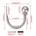 thumbnail image 2 of A Pair of Lightweight Metal Curtain Hooks - Retro Wall Mount for Curtains, Tiebacks, Wall Hook, Tassel Drapery Holder (Grey), 2 of 5