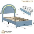 thumbnail image 2 of Twin Upholstered LED Bed Frame - with Storage Drawer and Rainbow Headboard, Berber Fleece Princess Platform Bed for Kids, Solid Wood Slats Support, No Box Spring Needed, Easy Assembly, Blue, 2 of 7