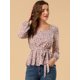 thumbnail image 2 of Blusa Floral Allegra K Manga Larga Cuello Cuadrado Peplum Rosa L, 2 of 6
