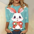 thumbnail image 2 of SZXZYGS Chemises de la Fête de l'Indépendance pour Femmes 3X Chemise Imprimée pour Femmes Tunique à Manches 3/4 Hauts Blouse à Col Ras du Cou T-Shirt Été 2024, 2 of 5