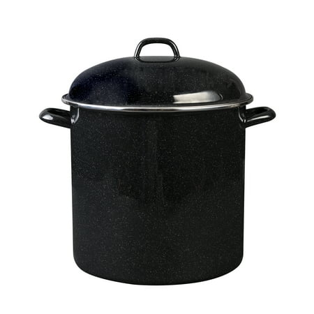 

Granite Ware 15 QT. Heavy Gauge Stock Pot with Lid Speckled Black Stainless Steel Rim