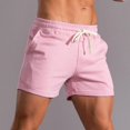 thumbnail image 3 of SDNall Men Solid Cotton Three-point Pants Sports Elastic Mid-waist Lace-up Shorts, 3 of 9
