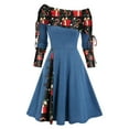thumbnail image 1 of Vestidos Para Mujer Vestidos de Otoño Con Hombros Descubiertos Estampado de Navidad de Moda Botón Causal Vestido de Vacaciones de Manga Larga Odeerbi  ODB182394, 1 of 4