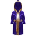 thumbnail image 1 of Linjinx Garçons Enfants Robe de Boxe Robe Longueur Complète Cape à Capuche en Satin avec Ceinture Tenue de Boxe d'Halloween Violet 6, 1 of 7