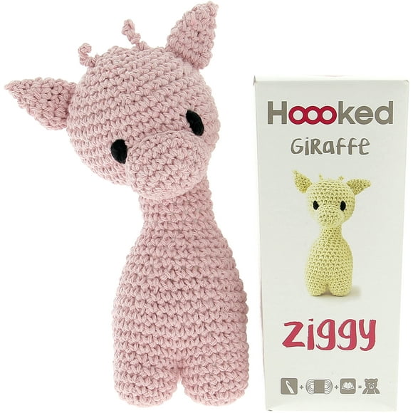 Hoooked Kit de Girafe Ziggy avec Fleur de Fil de Barbecue Écologique