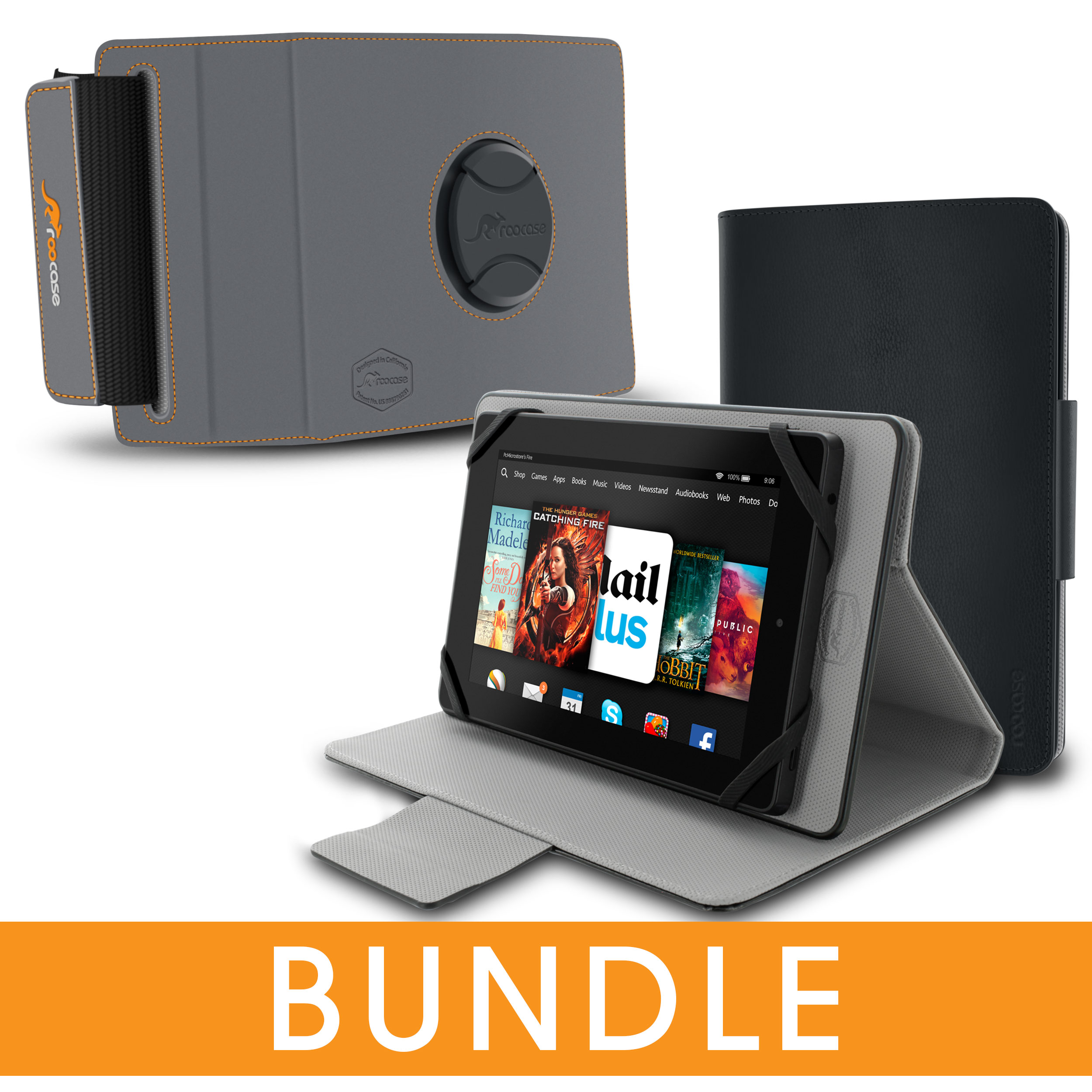 roocase Universal Tablet Orb Bundle, Folio Case Cover Stand for Tablet