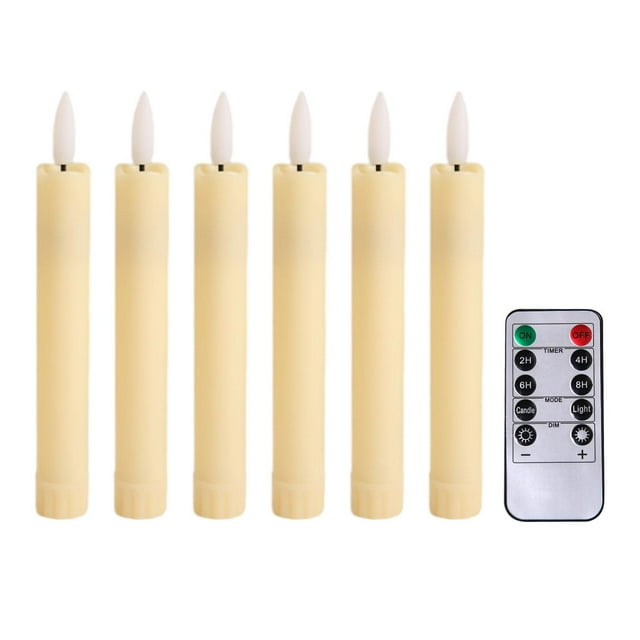 GUOOL 6Pcs LED Pillar Candles Window Candles Light Tea Lights Flameless Flicker Taper Candles for Table Office Halloween Valentine's Day Wedding , ivorys white