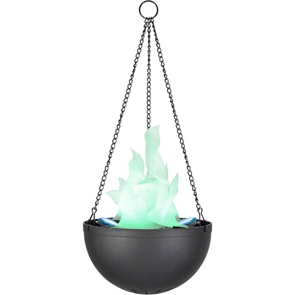 Aspen Creative 61168-24-1,LED Hanging Fire Flame Light Prop for Halloween,Christmas and Party Decor,Black Finish,Blue Flickering Light Effect