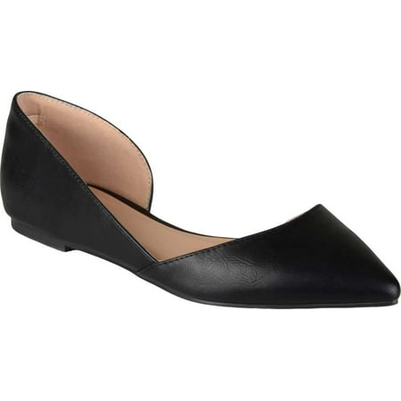 

Women s Journee Collection Cortni Pointed Toe D Orsay Flat Black Faux Leather 10 M