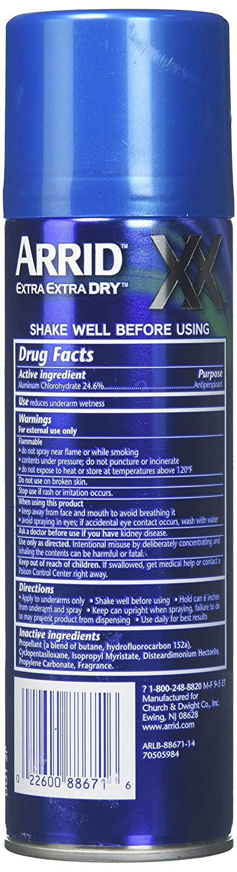 ARRID XX Ultra Clear Anti-Perspirant Deodorant Spray, Ultra Fresh 6 oz (Pack of 4)