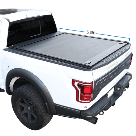 Syneticusa Aluminum Retractable Hard Tonneau Cover for 2015-2024 Ford F-150 5.5ft Truck Bed