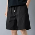 thumbnail image 2 of Sales Today YLSDY Men's Loose Casual Shorts Cotton Elastic Waist Drawstring Shorts Lightweight Fashion Summer Beach Shorts Black XXXXL, 2 of 6