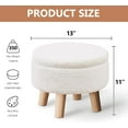 thumbnail image 3 of Storage Ottoman, Modern Round Footrest with Soft Padded Seat, Teddy Velvet Footstool with Wood Legs, Accent Small Table or Plant Stand for Hallway, Living Room (Black), 3 of 7