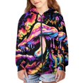 thumbnail image 3 of chaqlin Mushroom Hoodies for Girls 6-7 Trendy Y2K Zip Up Hoodie Kids Long Sleeve Hooded Sweatshirts Lightweight Loose Fit Sport Jacket with Pocket, 3 of 5