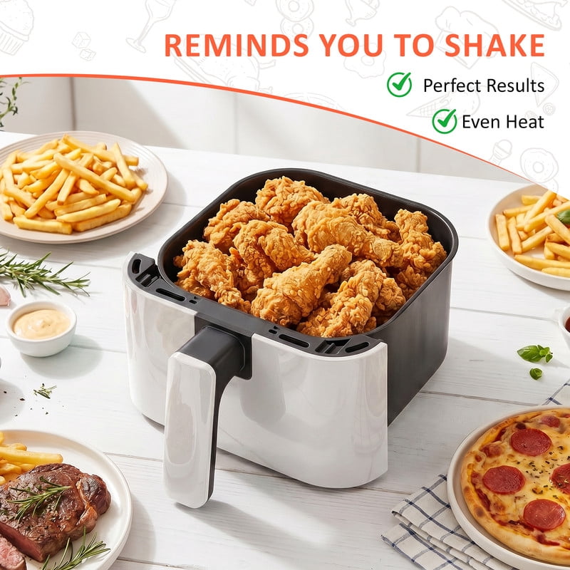 Parcus See-Through Window 3qt Air Fryer – 1500W Digital Touchscreen, 8 Cooking Modes, 60-Min Countdown Timer, Safety Auto Shut-off, Effortless-Clean Nonstick Basket, Up to 400°F – White