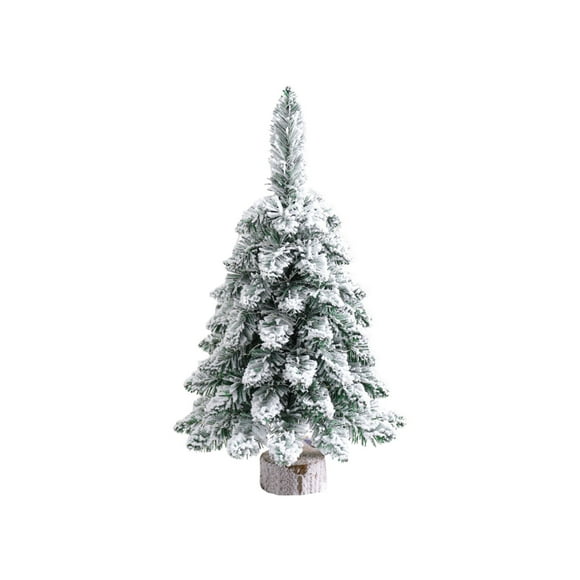Flocked Mini Christmas Tree – 24 in Snowy Desktop Decoration for Holiday Scene Layout, White Plastic Christmas Ornament for Tabletop, Office, or Home Display