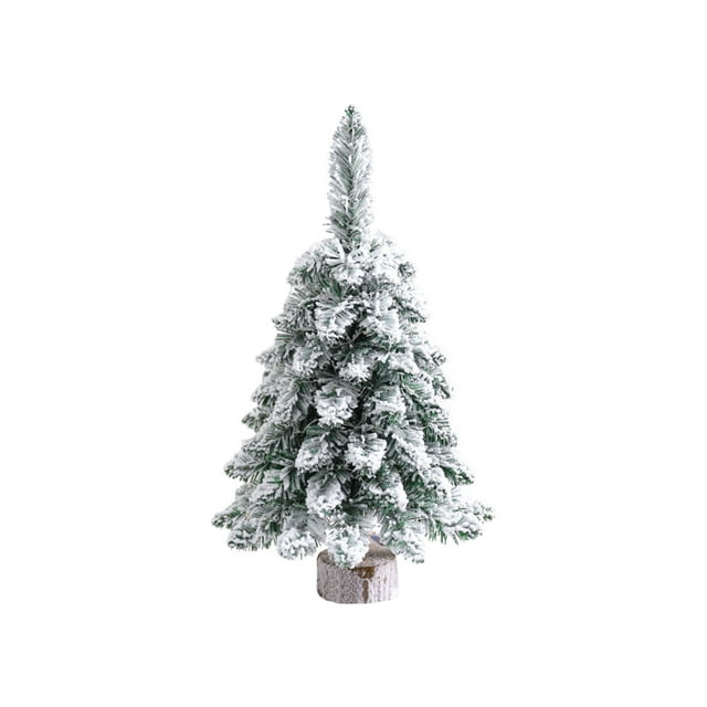 Tabletop Christmas Tree Decorations White Flocked Plastic Tree 16 in Height for Home Desktop Snow Scene Display