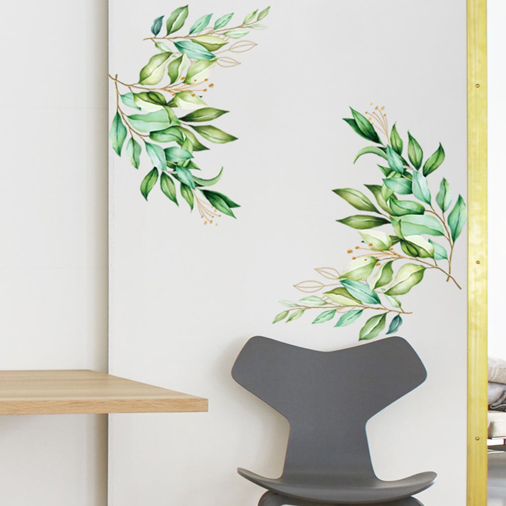 Tropical Leaves Green-Plant Wall Stickers PVC Nursery Decal Art Mural Room Decor