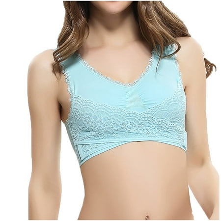 

Summer Savings Clearance 2023! KBODIU Everyday Bras for Women Plus Size Comfort Bras Women s Ultimate Lift Wirefree Bra Traceless No Steel Ring Vest Breathable Gathering Bras No Underwire Light Blue