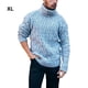 thumbnail image 2 of Jumpingount Suéteres de lana gruesos cálidos y cómodos de invierno para hombres suéter acanalado de manga larga sólido Camisetas azul claro, 2 of 6