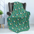 thumbnail image 4 of Bee Soft Flannel Fleece Throw Blanket, Funny Nature Cartoon with Smiling Bees Making Honey from Flowers in the Forest, Cozy Plush for Indoor and Outdoor Use, 50" x 70", Multicolor, by Ambesonne, 4 of 5