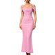 thumbnail image 2 of Vestido Maxi con Hombros Descubiertos, Corsé Fruncido, Ajustado, Vestidos Formales para Invitadas de Boda para Mujeres Rosa M, 2 of 8