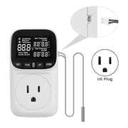 PULMCheerger Digital Plug in Thermostat Outlet120V Heating Cooling Control 110V 15A Celsius Fahrenheit Display,for Greenhouse US