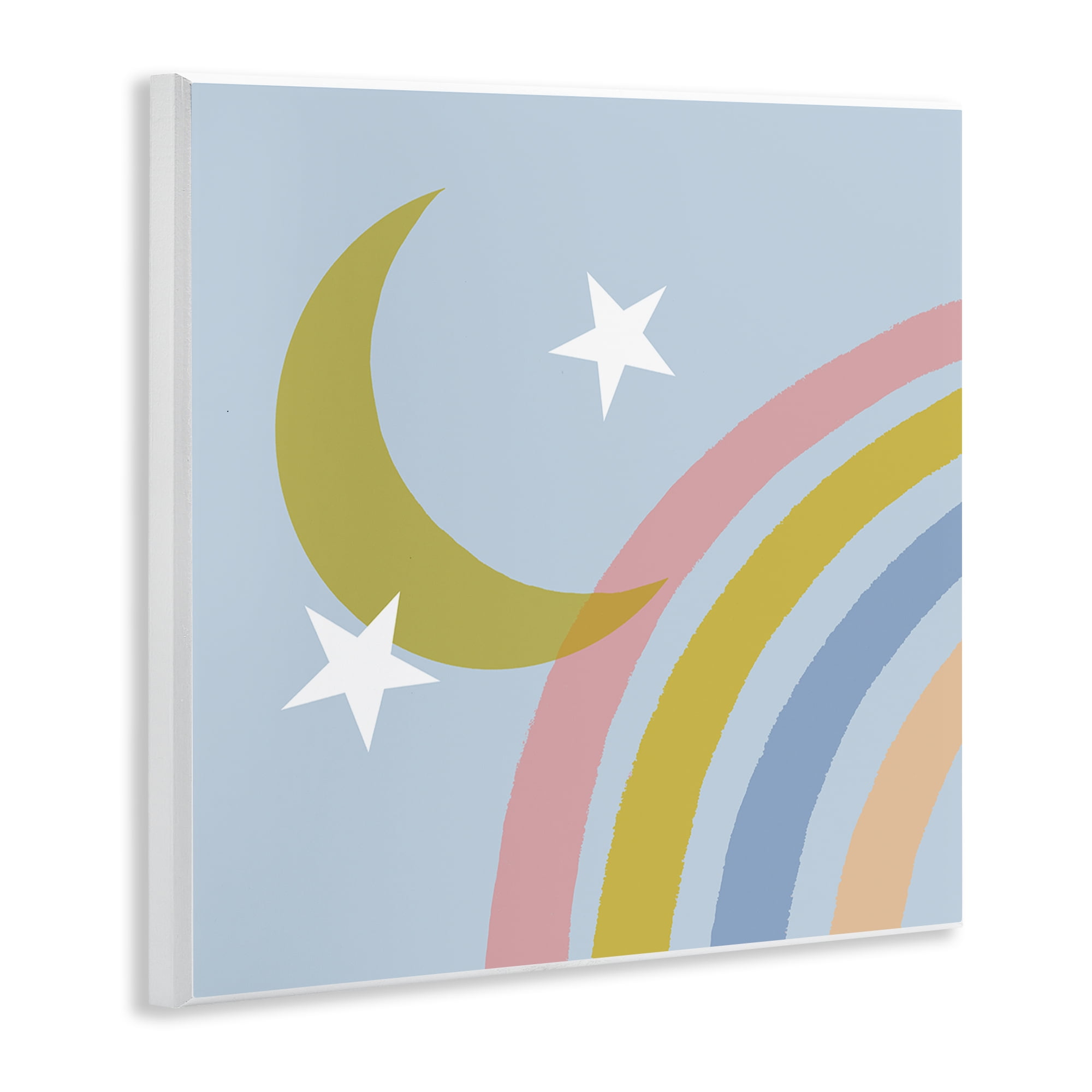 Stupell Industries Rainbow And Moon Shape Landscape & Nature Painting Unframed Art Print Wall Art, 12 x 12